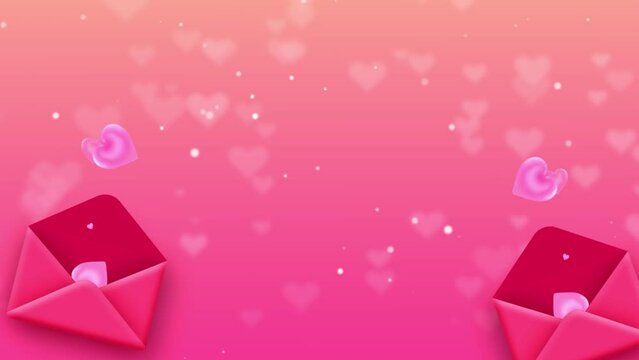 February Valentine's Day, paper mail with a heart background
