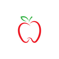 Simple abstract apple fruit logo outline stroke unique