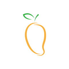 Simple abstract fruit manggo and logo outline stroke unique