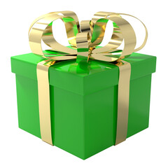 Green gift box is realistic without background.