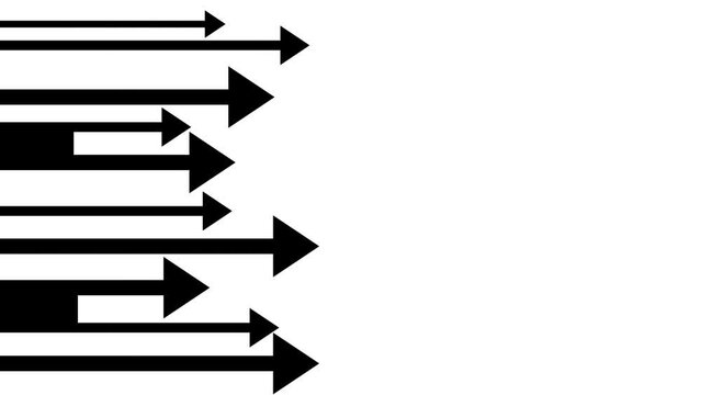 set of black and white arrow animation transitions.