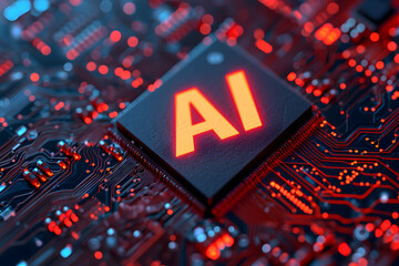 Technology Revolution: Glowing AI Typography - Generative AI