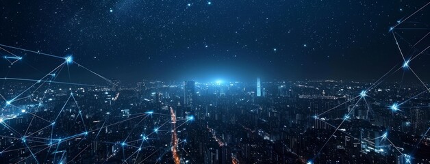 global urban city light up in the night city animation