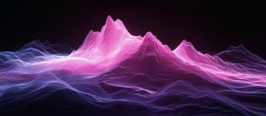 mountain shaped wave on black background with pink colors