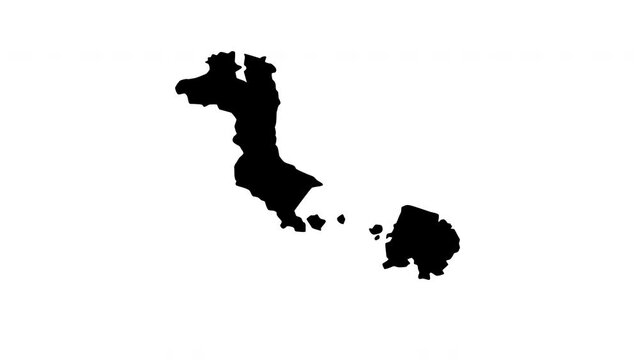 animated video of a map of the Bangka Belitung Islands in Indonesia