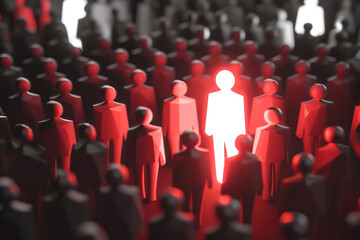 Fototapeta premium one person is standing out in a crowd of other people