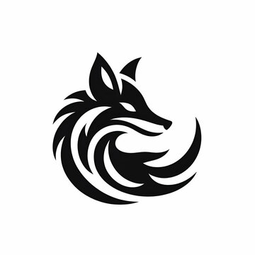 silhouette fox logo isolated on white background 