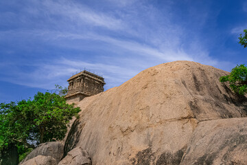 Fototapeta premium Mahishamardini Rock Cut Mandapa built by Pallavas-Narasimhavarman, Mahendravarman & rajasimha. This is UNESCO's World Heritage Site located at Mamallapuram or Mahabalipuram in Tamil Nadu, South India