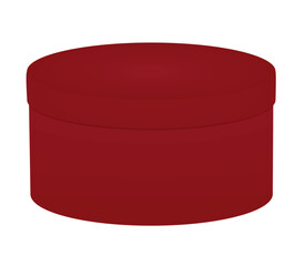 Red round present box. vector illustration