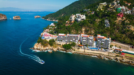 Mismaloya Beach resort town near Puerto vallarta aerial of riviera Nayarit Mexican tourism