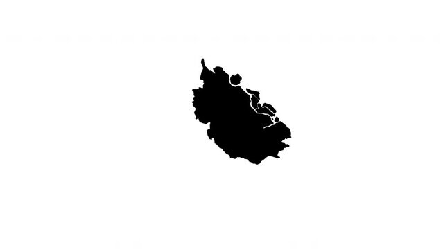 animated video of a map of Riau province in Indonesia