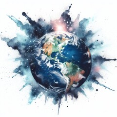 Abstract illustration view of planet Earth from space. - obrazy, fototapety, plakaty