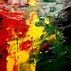 Textured background, grunge canvas of red, yellow, green and black colors,.painted picture, black history month celebration