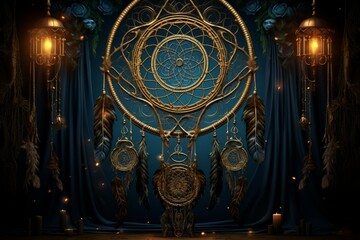 Ornate dreamcatcher tapestries, woven with threads of hope and woven dreams - Generative AI