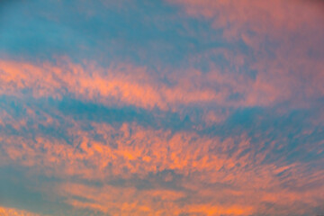 Idyllic multicolored sky at dawn in a panoramic setting