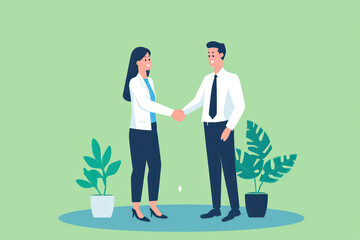 business people shake hands in front of the city