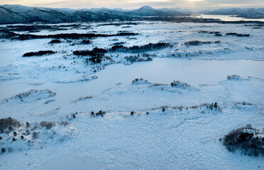 The peatland in Gule-/Stavikmyrane nature reserve in winter ( More og Romsdal, Norway).