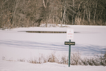 No Swimming winter scene