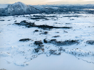 The peatland in Gule-/Stavikmyrane nature reserve in winter ( More og Romsdal, Norway).