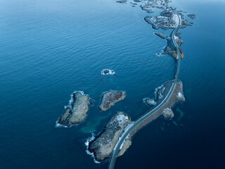 The Atlantic Ocean Road in winter (Nordmore, Norway).