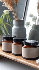A bright jar of skin and face care cream with the inscription "VEGAN". Concept: cosmetic products without harmful additives, not tested on animals. Caring for the environment.
