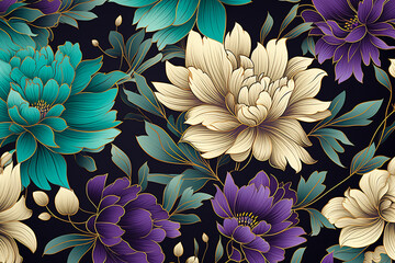 Beautiful botanical floral seamless pattern. Modern abstract design for Ai Generative