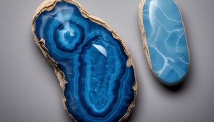 Blue agate Chrystal macro close-up 