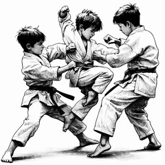 Karate sparring highkick kids 