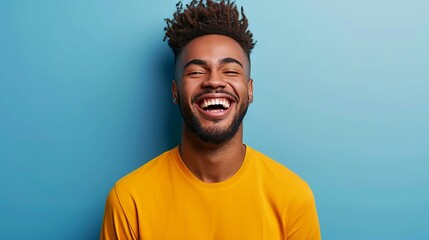 Obraz premium Playful young man making funny faces and spreading joy with his lighthearted expressions. [Playful man making funny faces
