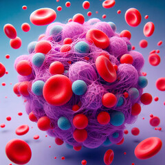 3d rendering of blood cell in the form of a virus.