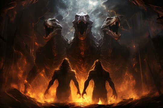 Ferocious thunderstorm giants, summoning lightning and thunder with their mighty presence - Generative AI