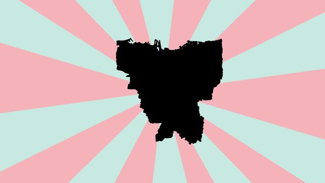 Animated map of the city of Jakarta in Indonesia with a rotating background