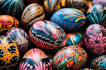 Fototapeta na wymiar a variety of colorful painted easter eggs