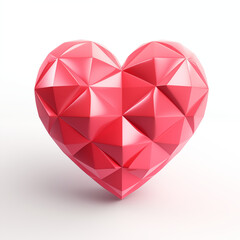 3D Box Heart for Valentine's Day on White Background