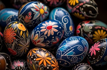 Fototapeta na wymiar an image of a pile of painted ceramic eggs