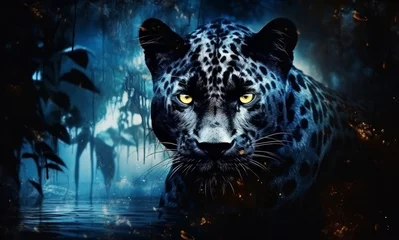 Crédence de cuisine en verre imprimé Léopard black panther, african animal