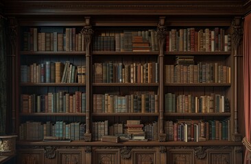 an example of the shelf above and below bookcases in an old library