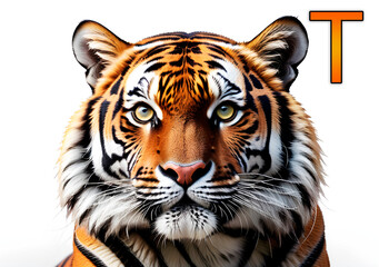 Fototapeta premium English alphabet with animal. Animal alphabet. Letters from A to Z. Letter T. Generative AI