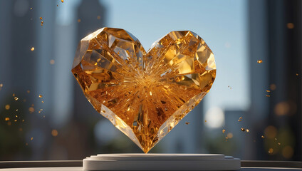 Fototapeta premium Heart Love with Glass Sculpture, Abstract Background, using Generative ai
