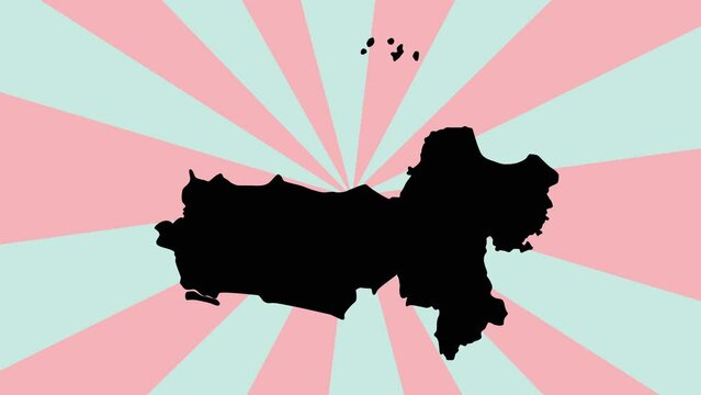 Animated map of Central Java province in Indonesia with a rotating background