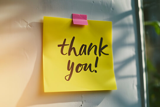 Wall of Gratitude: Yellow "Thank You" Note - Generative AI