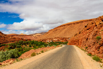 A scenic road between   mountain. Dades Gorge, Atlas Mountains, Morocco, Africa