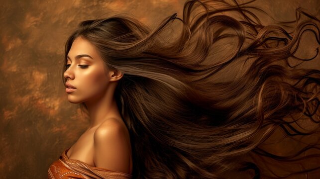 Woman With Flowing Hair in Wind
