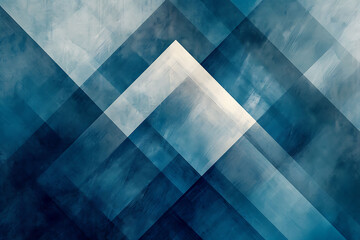 Abstract Elegance: Modern Blue Background Design with Textured White Transparent Layers, Forming Intricate Geometric Patterns of Triangles, Diamonds, and Squares