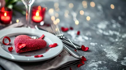 Fotobehang Valentine's day romantic table setting © Aline