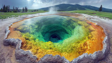 beautiful natural thermal spring  - obrazy, fototapety, plakaty