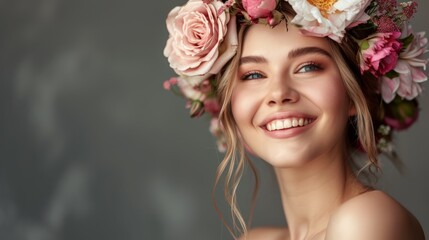 Obraz premium Woman Wearing Flower Crown