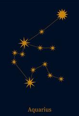 Aquarius zodiac constellation. Astrological symbol horoscope. Vector colorful illustration minimalist style.