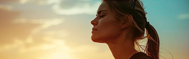 Woman With Ponytail Standing in Front of the Sun