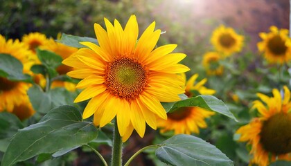 Fototapeta premium sunflower flowers on background yellow flower photo summer flowers